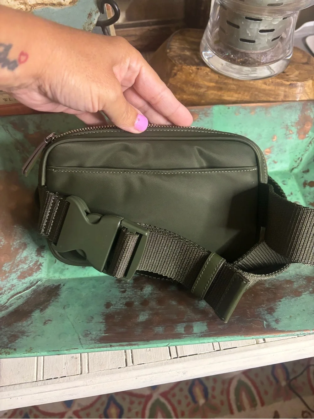 Tory Burch Olive Green Nylon Crossbody Belt Bag